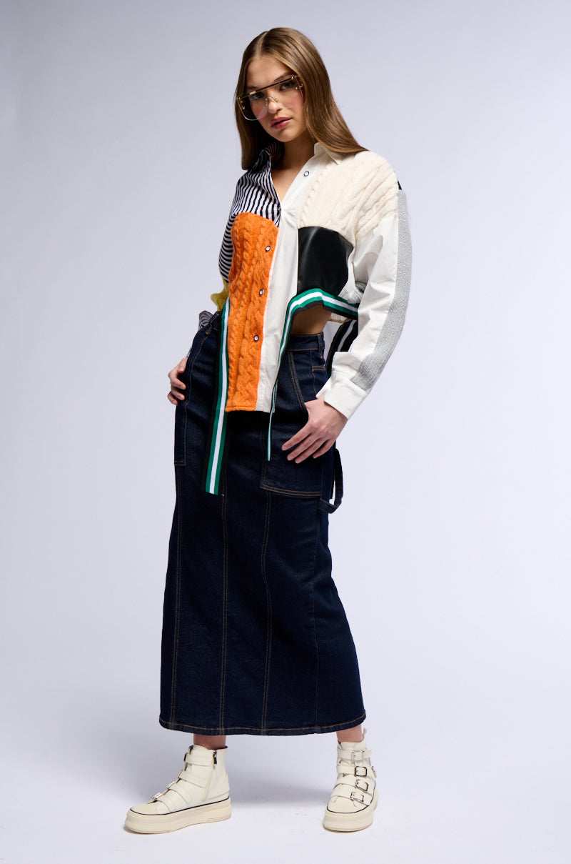 LET IT GO DENIM MAXI SKIRT