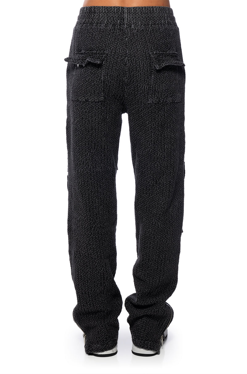 MONTE COZY KNIT POCKET DETAIL JOGGER IN CHARCOAL