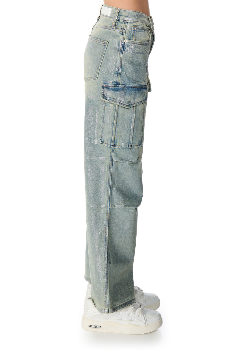 ODIN METALLIC DENIM CARGO PANT