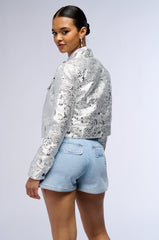 RUE BROCADE PRINTED SILVER BOMBER