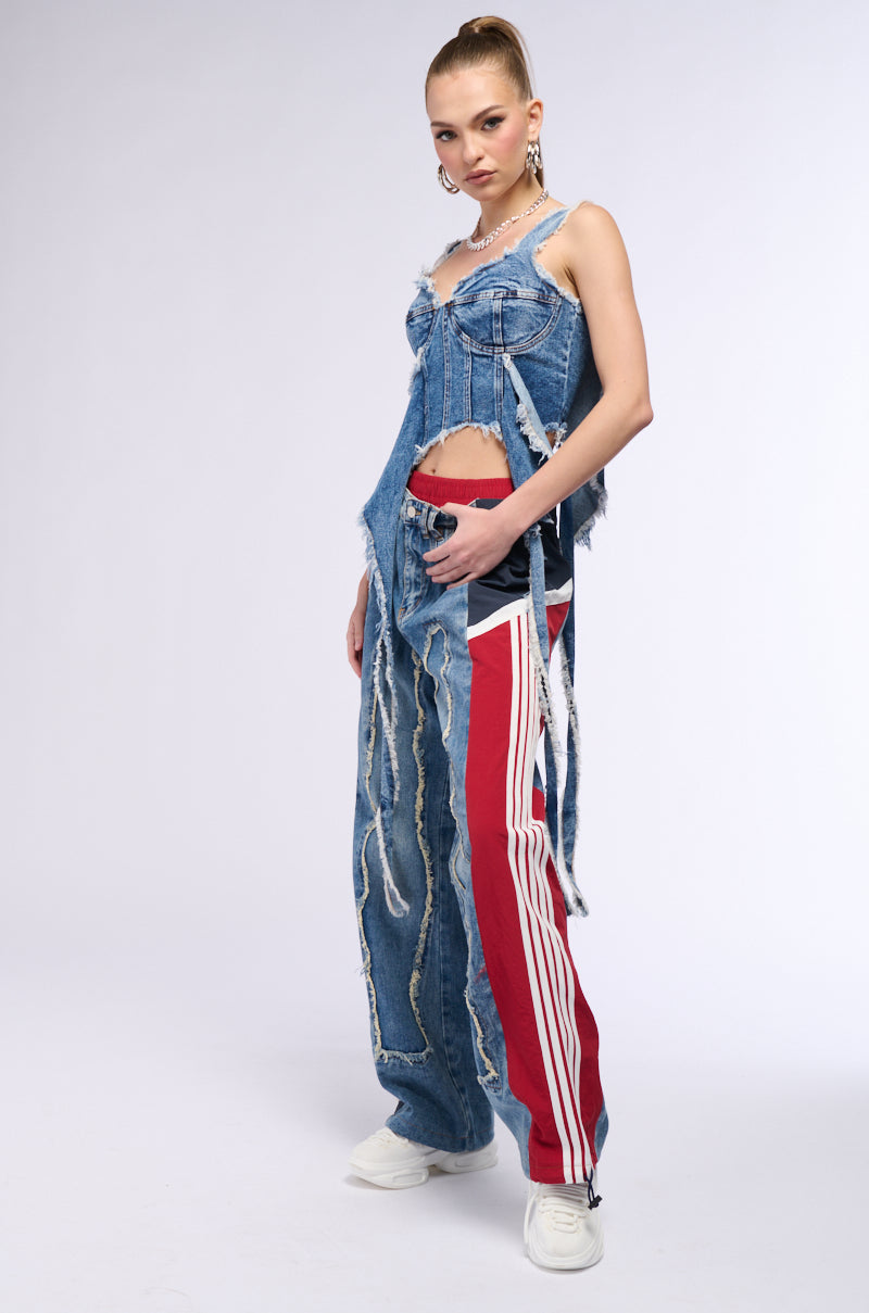 THALIA FRAYED DENIM CORSET